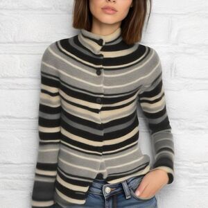 The Wrights Womens Medium Striped Button Up Sweater Cardigan • Pockets Knit